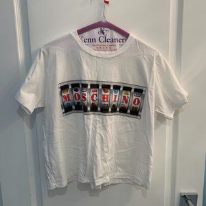 Moschino Basic White Graphic T-Shirt - Cropped